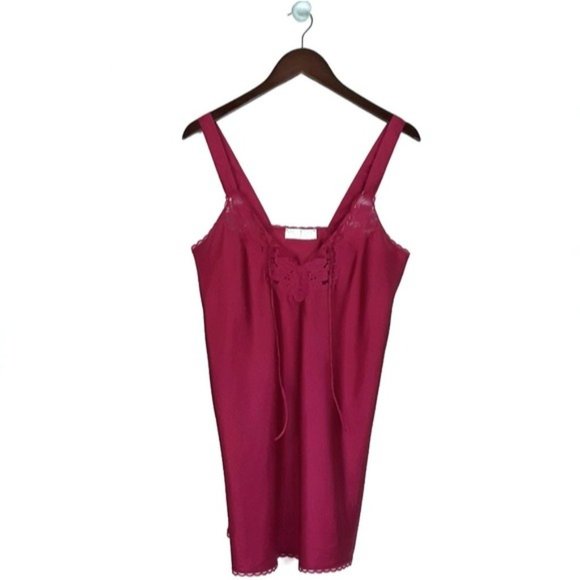 Val Mode Lingerie Pink Fusia Slip Vintage EUC - Picture 2 of 9